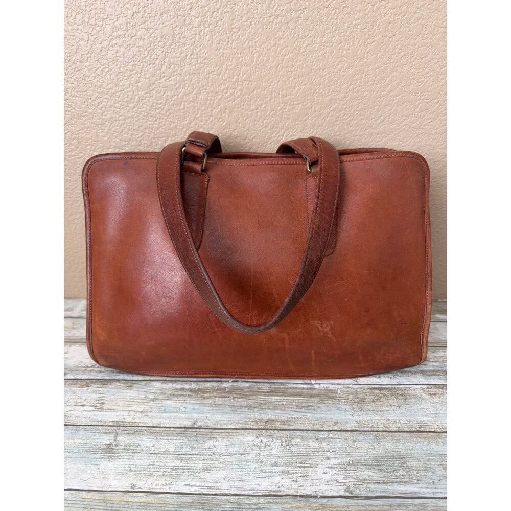 1970s 80s Coach 399-0645 Glove Tanned British Tan Marketing Tote Bag NYC w/FLAWS - Picture 2 of 15